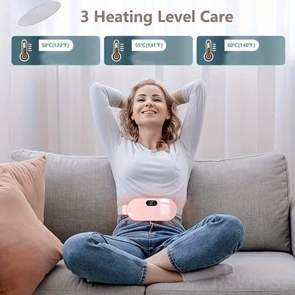 Masajeador Abdominal Recargable USB con Calor y Vibración Rosa
