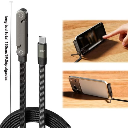 Cable USB-C 240W con Soporte Plegable para Teléfono