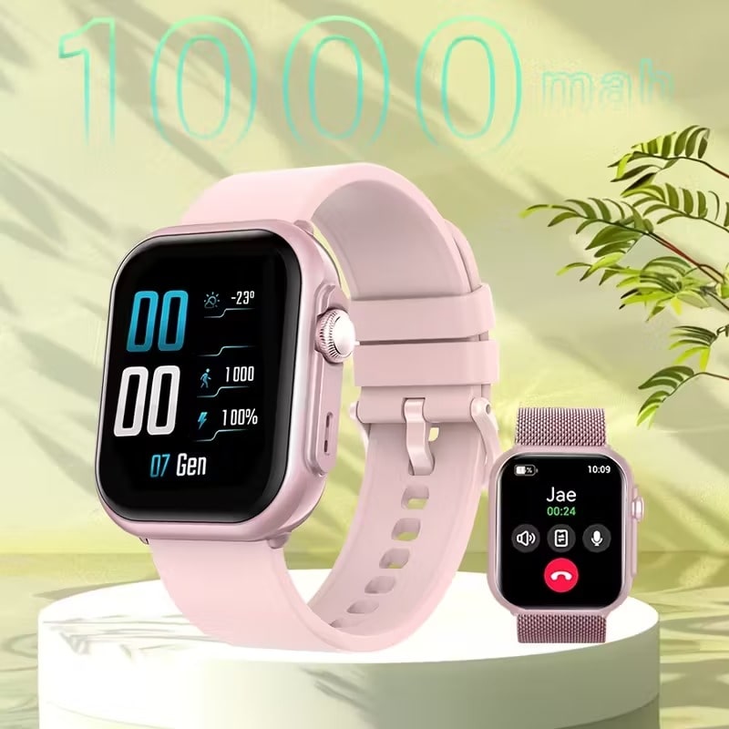 Smartwatch Rosa con Llamadas Bluetooth y 100+ Modos Deportivos