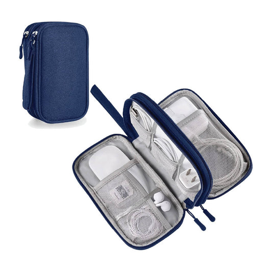 Estuche Organizador Portátil para Accesorios Electrónicos y Dispositivos Móviles - Accesorios para Viaje - Múltiples Compartimientos - Compacto e Impermeable - Azul Marino