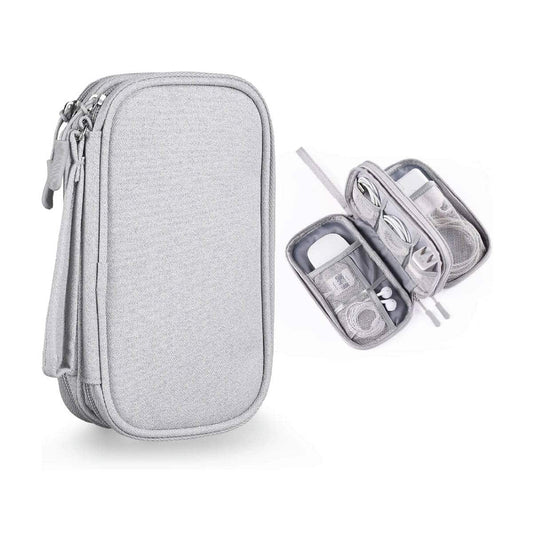 Estuche Organizador Portátil para Accesorios Electrónicos y Dispositivos Móviles - Accesorios para Viaje - Múltiples Compartimientos - Compacto e Impermeable - Gris