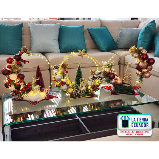 Centros de Mesa Navideños - Elegantes y acogedores - Adornos navideños - Diseños Exclusivos y Personalizados - Luz Led incorporada - Hogar, Oficina - Regalos - Varios Modelos