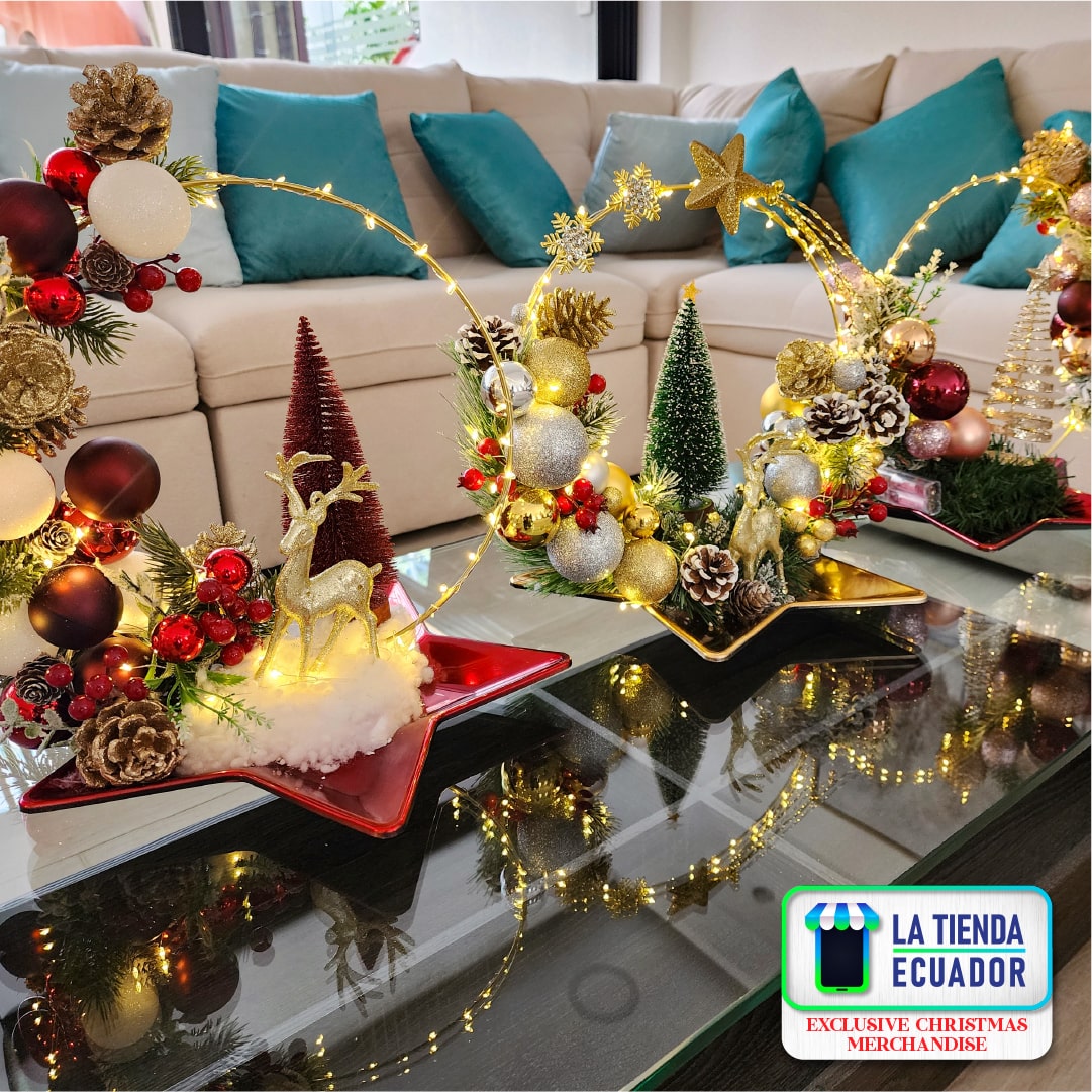 Centros de Mesa Navideños - Elegantes y acogedores - Adornos navideños - Diseños Exclusivos y Personalizados - Luz Led incorporada - Hogar, Oficina - Regalos - Varios Modelos