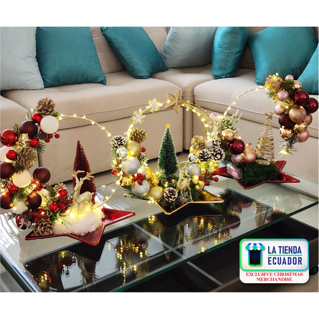 Centros de Mesa Navideños - Elegantes y acogedores - Adornos navideños - Diseños Exclusivos y Personalizados - Luz Led incorporada - Hogar, Oficina - Regalos - Varios Modelos