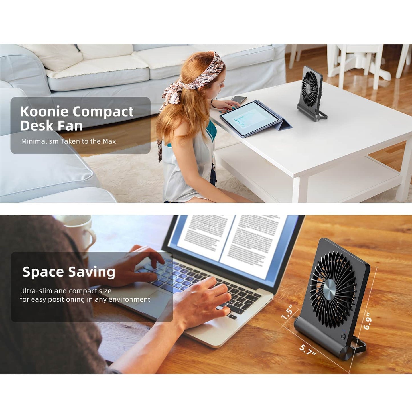 Ventilador Portátil USB Recargable – 3 Velocidades Silencioso
