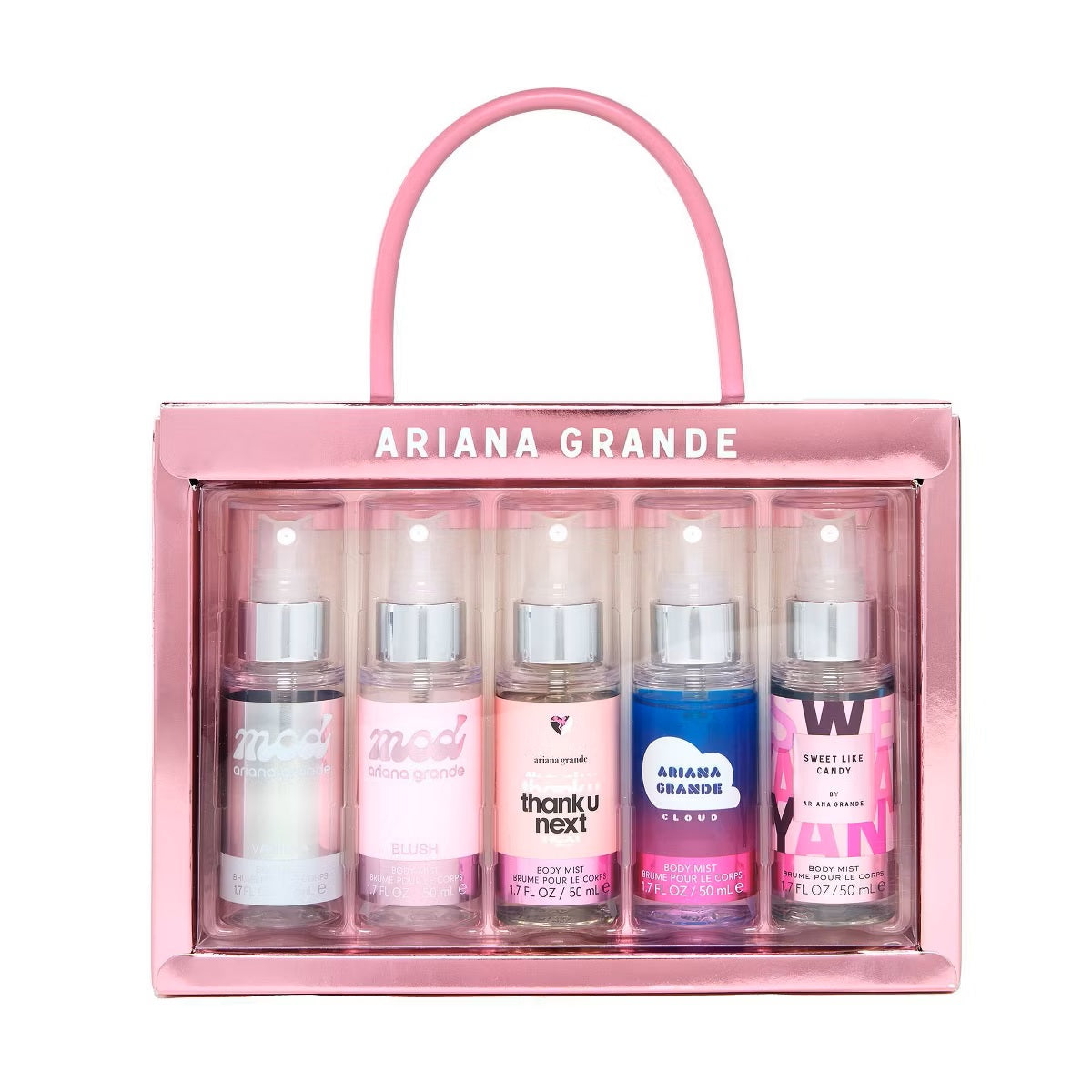 Splash Ariana Grande Ulta Beauty - Set Mini Body Mist Coffret Holiday 25 para Mujer - 5 Unidades - 50 mL por botella - Fragancias Exclusivas - Larga Duración
