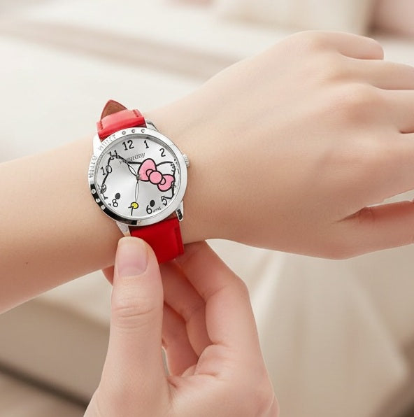 Reloj de Moda Hello Kitty Sanrio para Mujer con Correa de Cuero PU