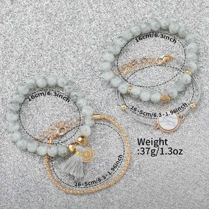 Set de Accesorios para Mujer 5pz Reloj y Pulseras Rose Gold Piedra Gris