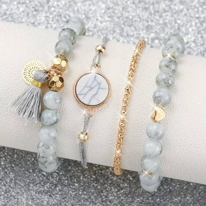 Set de Accesorios para Mujer 5pz Reloj y Pulseras Rose Gold Piedra Gris