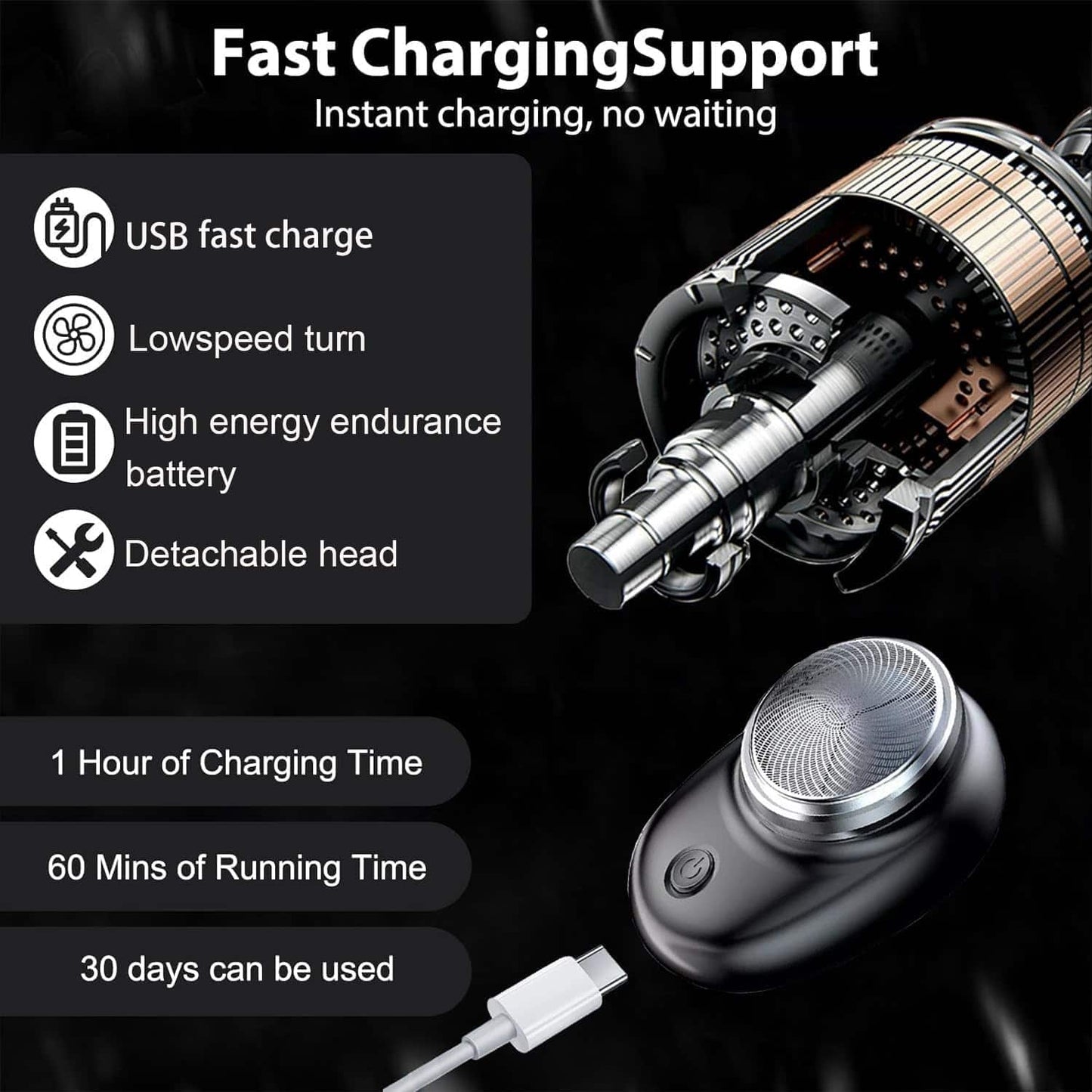 Afeitadora Eléctrica Portátil USB Impermeable IPX7 Mini