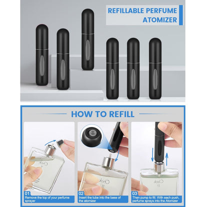 Atomizador de Perfume Mini 5ml Unisex Negro Pack x1