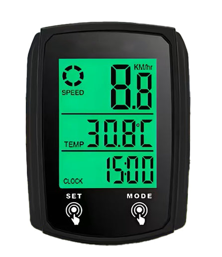 Computadora de Bicicleta con Cable – Velocímetro Digital LCD MPH/KM/H - Impermeable IPX6 - Termómetro - Pantalla Táctil, Retroiluminación y Función de Odómetro – Para MTB, Ruta y Bicicletas Urbanas - Accesorios Ciclismo - Construcción Duradera - Negro