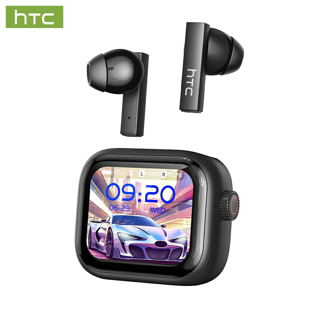 Auriculares HTC NE40 Bluetooth 6.0 - Pantalla LED con Control táctil TWS - Sonido de Alta fidelidad - Resistentes al agua - Oficina, deportes, estudio y llamadas - Micrófono integrado -  Función de traducción de idiomas - Negro