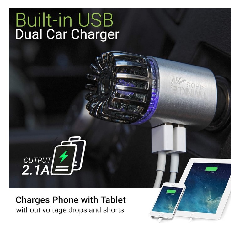 Purificador Ionizante de Aire para Auto 12V con Doble USB