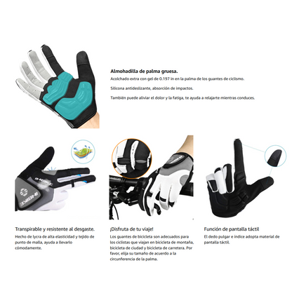 Guantes de Ciclismo Acolchados con Gel Antideslizantes Táctiles Small