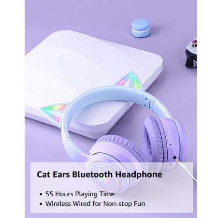 Audífonos Bluetooth ONITOON Orejas de Gato LED HiFi