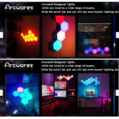 Lámparas LED RGB Hexagonales – Programables y Táctiles con Control Remoto