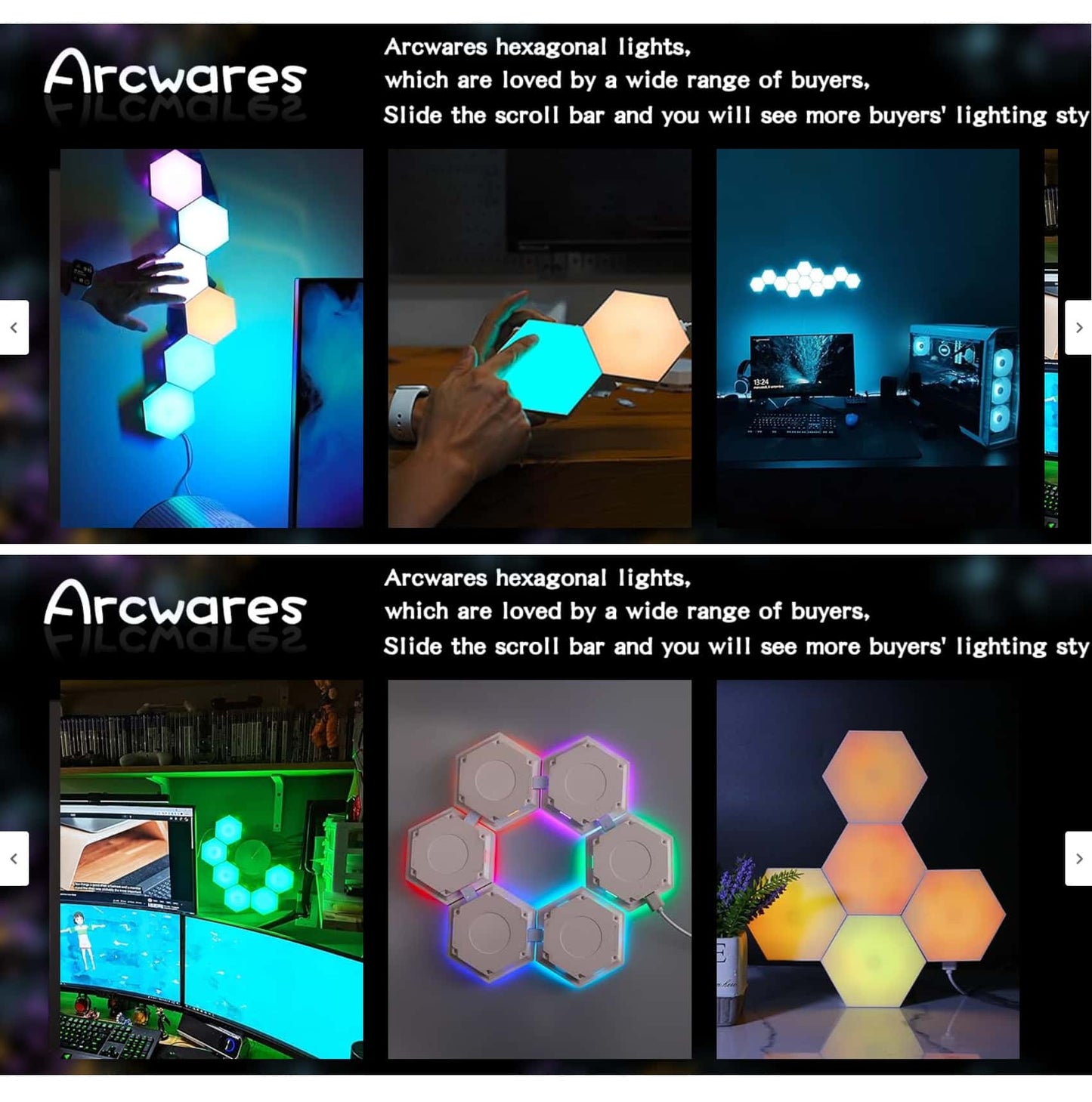 Lámparas LED RGB Hexagonales – Programables y Táctiles con Control Remoto