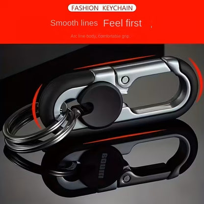 Llavero Mosquetón Smart de Aluminio – Doble Anillo, Negro, Minimalista