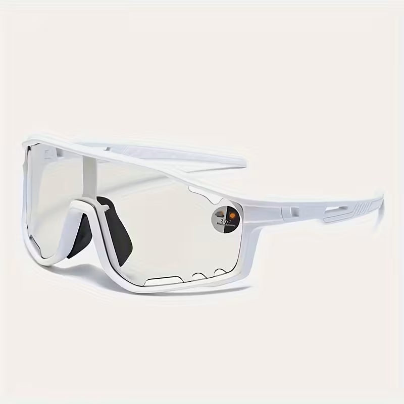 Gafas Fotocromáticas de Ciclismo Unisex - Lentes ultraligeros - Protección UV400 - Antirreflejos - Marco PC - Almohadilla Ajustable - Actividades al aire libre - Blanco