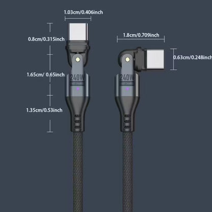 Cable USB-C a USB-C 240W Giratorio 180° con LED