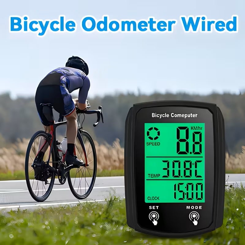 Computadora de Bicicleta LCD - Velocímetro y Odómetro Negro
