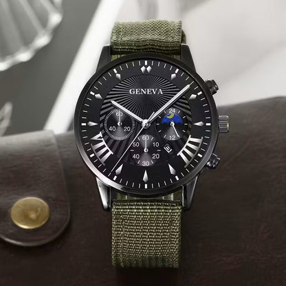 Set de Accesorios de Moda para Hombre 5 Piezas - Pulseras y Reloj - Verde