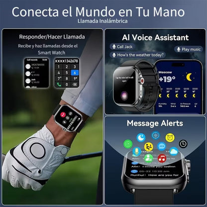 Smartwatch Negro con Llamadas Bluetooth y 100+ Modos Deportivos