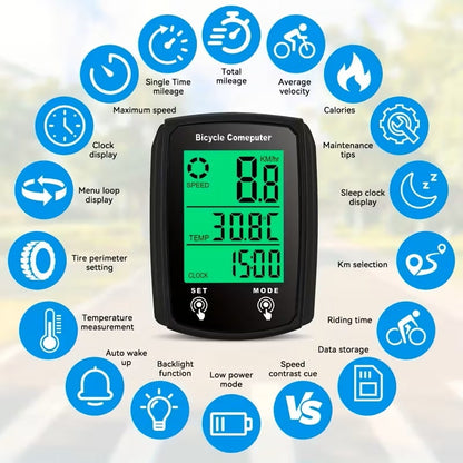 Computadora de Bicicleta LCD - Velocímetro y Odómetro Negro