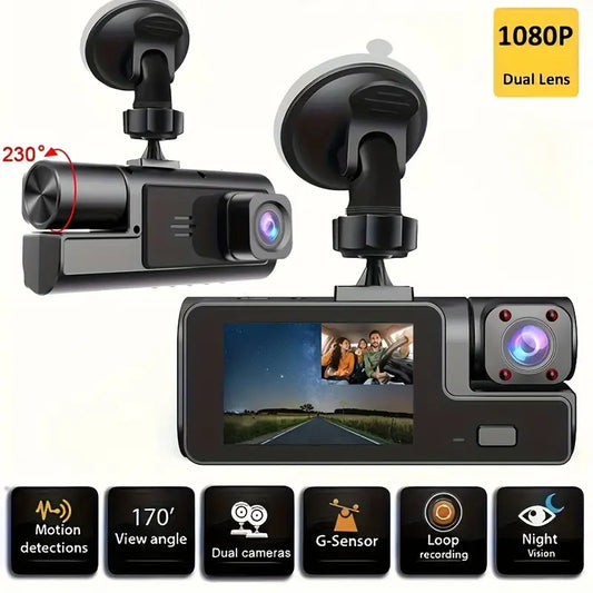 Cámara Doble ZKCAMSPY HD 1080P Frontal e Interior – 170° Visión, Sensor G, Grabación Bucle, Visión Nocturna, Monitor de Estacionamiento