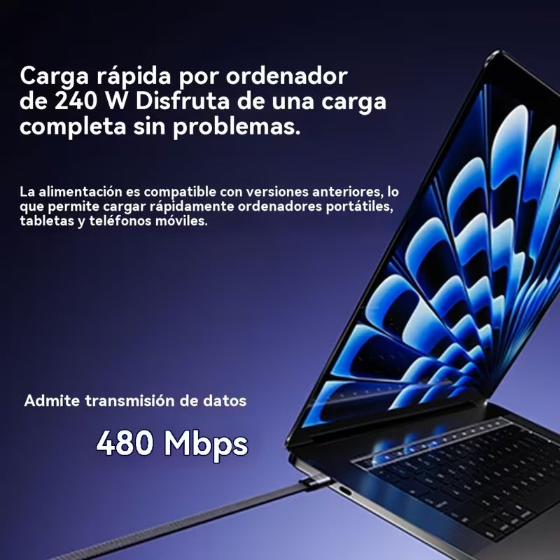Cable USB-C 240W con Soporte Plegable para Teléfono