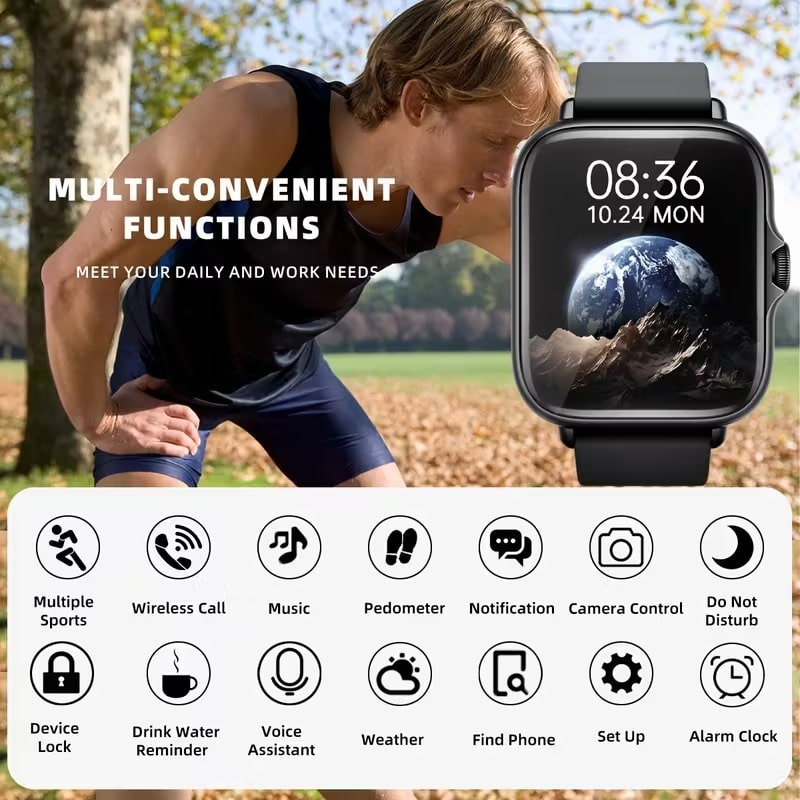 Smartwatch 1.83” con Llamadas y Monitoreo de Salud Dorado y Beige