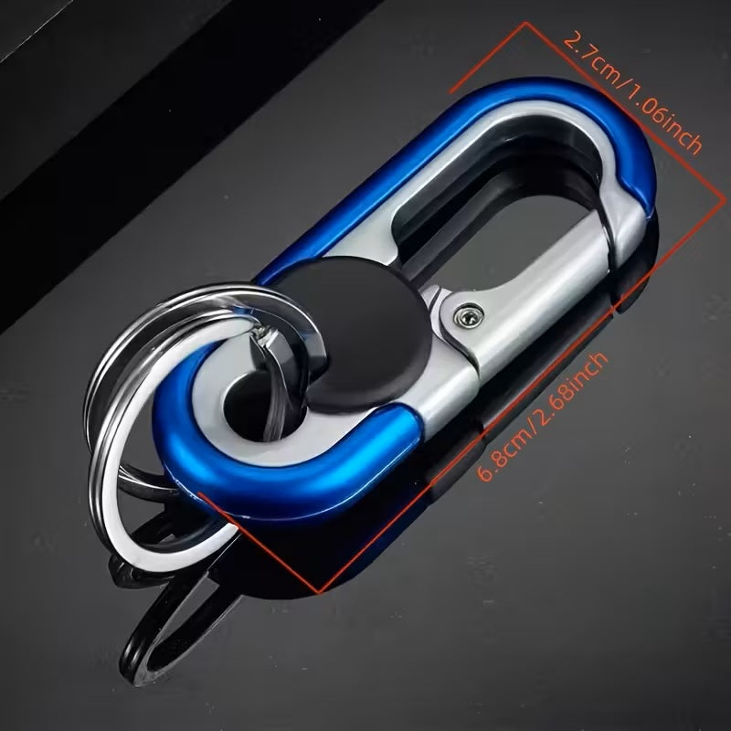 Llavero Mosquetón Smart de Aluminio – Doble Anillo, Negro, Minimalista