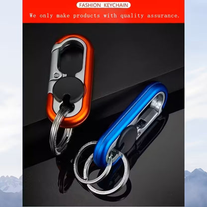 Llavero Mosquetón Smart de Aluminio – Doble Anillo, Negro, Minimalista