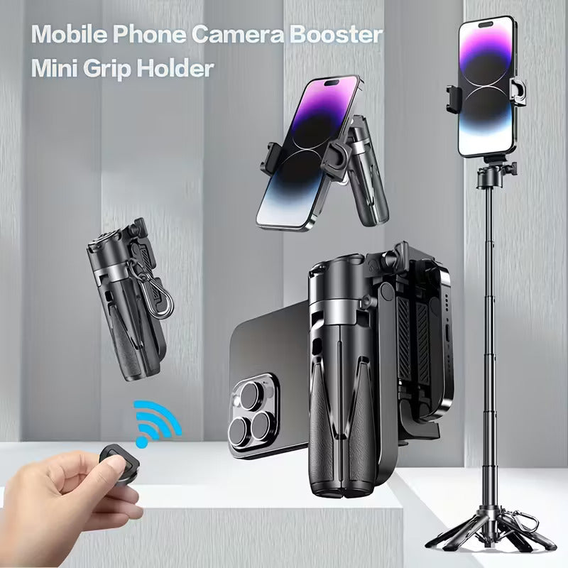 Selfie Stick 3 en 1 de Aluminio con Trípode y Control Bluetooth Negro