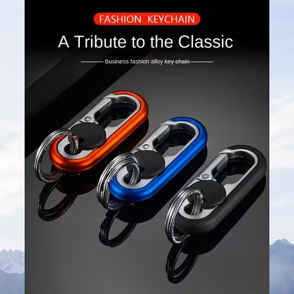 Llavero Mosquetón Smart de Aluminio – Doble Anillo, Negro, Minimalista