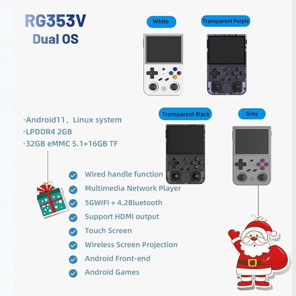 Consola Retro ANBERNIC RG353V HD con 4452 Juegos y Dual OS Negro Transparente