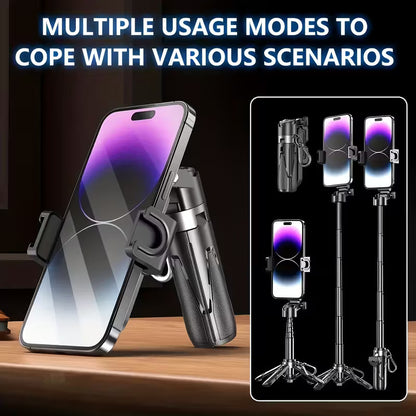Selfie Stick 3 en 1 de Aluminio con Trípode y Control Bluetooth Negro