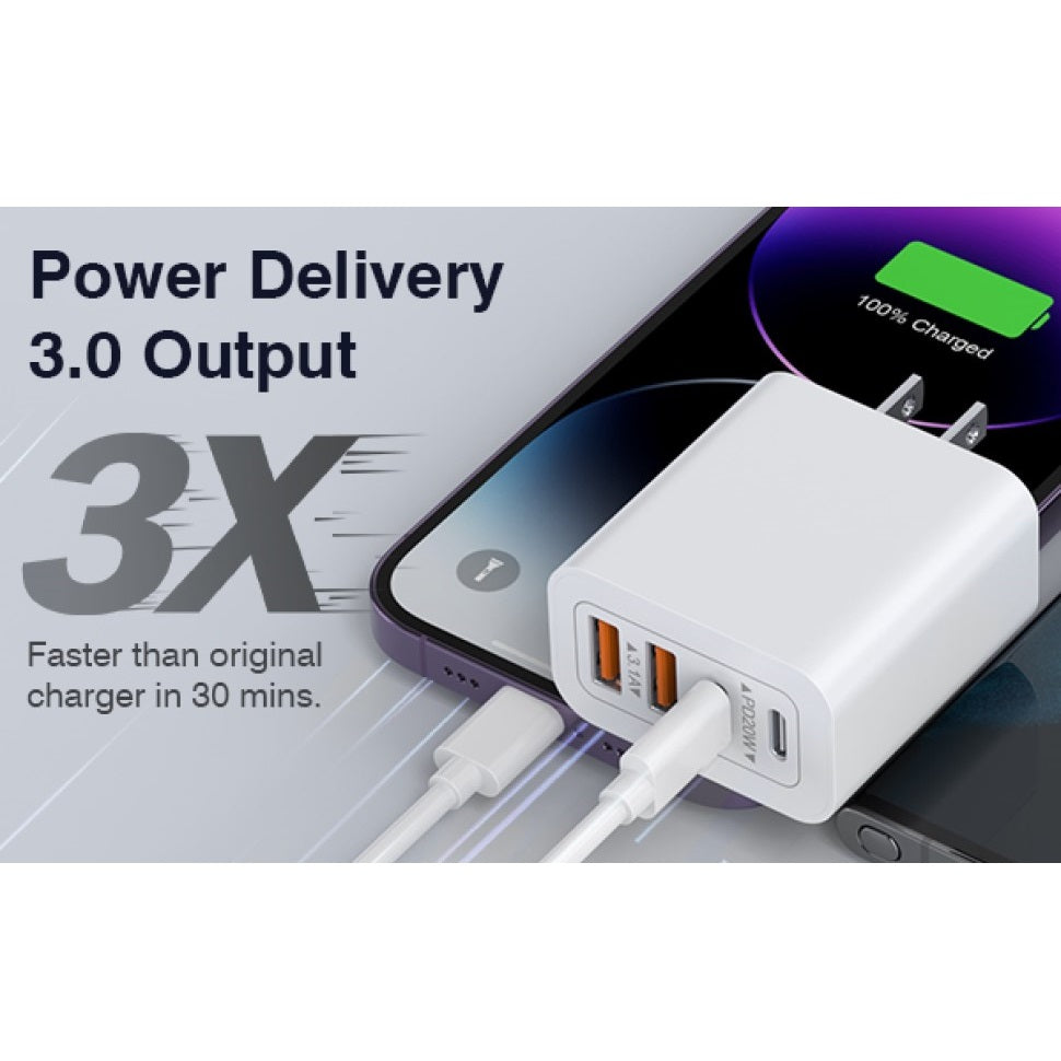 Cargador de Pared Inteligente Multi USB-C USB-A - hasta 40W – Carga 4 Dispositivos