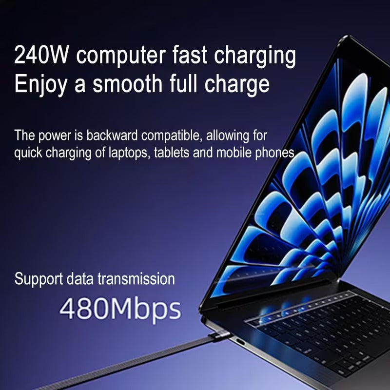 Cable USB-C 240W con Soporte Plegable para Teléfono