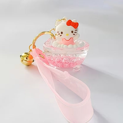 Llavero Hello Kitty Tipo Bañera de Silicona y Acrílico para Mujer