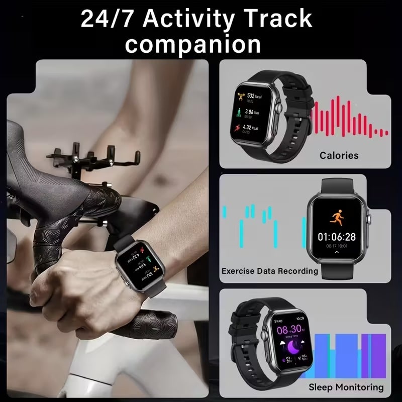 Smartwatch Negro con Llamadas Bluetooth y 100+ Modos Deportivos