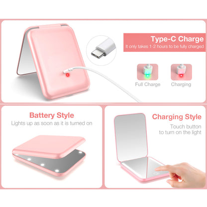 Espejo Compacto Recargable con Luz LED 3 Tonos