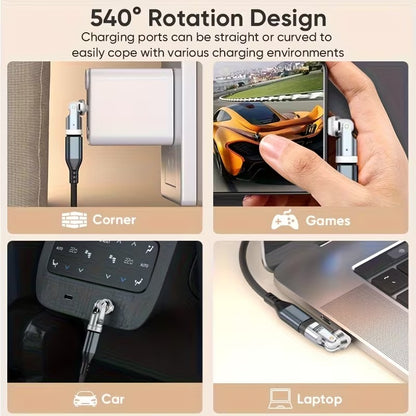 Adaptador USB-C 240W Giratorio 540° con LED