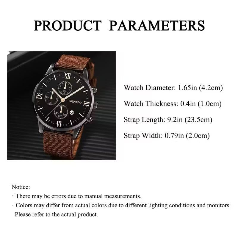 Set de Accesorios de Moda para Hombre 4 Piezas - Pulseras y Reloj - Café Oscuro