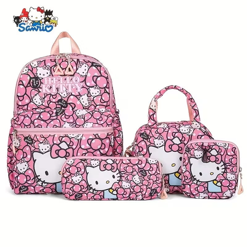 Set de Mochilas y Bolsos Hello Kitty Sanrio 4 Piezas de Nylon