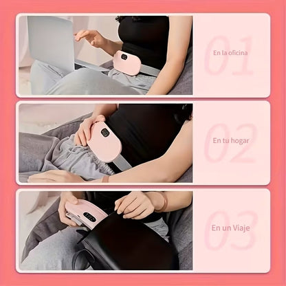 Masajeador Abdominal Recargable USB con Calor y Vibración Rosa