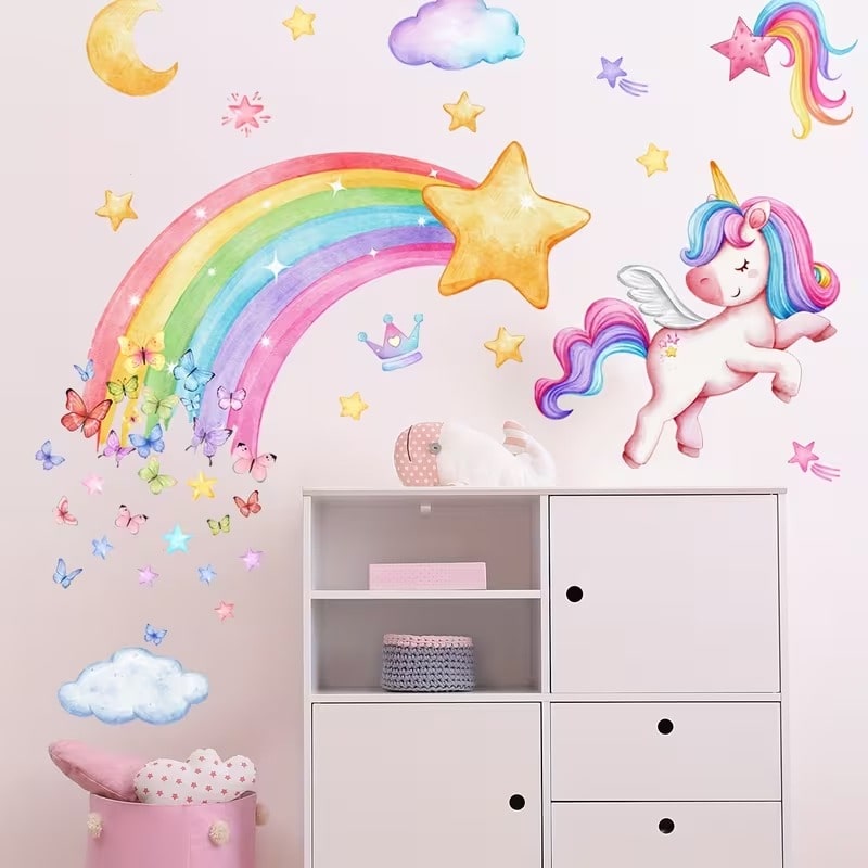 Calcomanías Decorativas de Unicornio para Dormitorio de Niñas