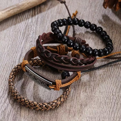 Set de Accesorios de Moda para Hombre 6 Piezas - Reloj Pulseras Billetera - Café Oscuro Aguila
