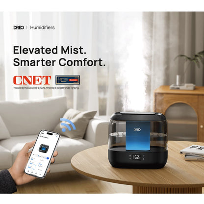 Humidificador Ultrasónico 4L Inteligente WiFi – Alexa/Google, Difusor Negro